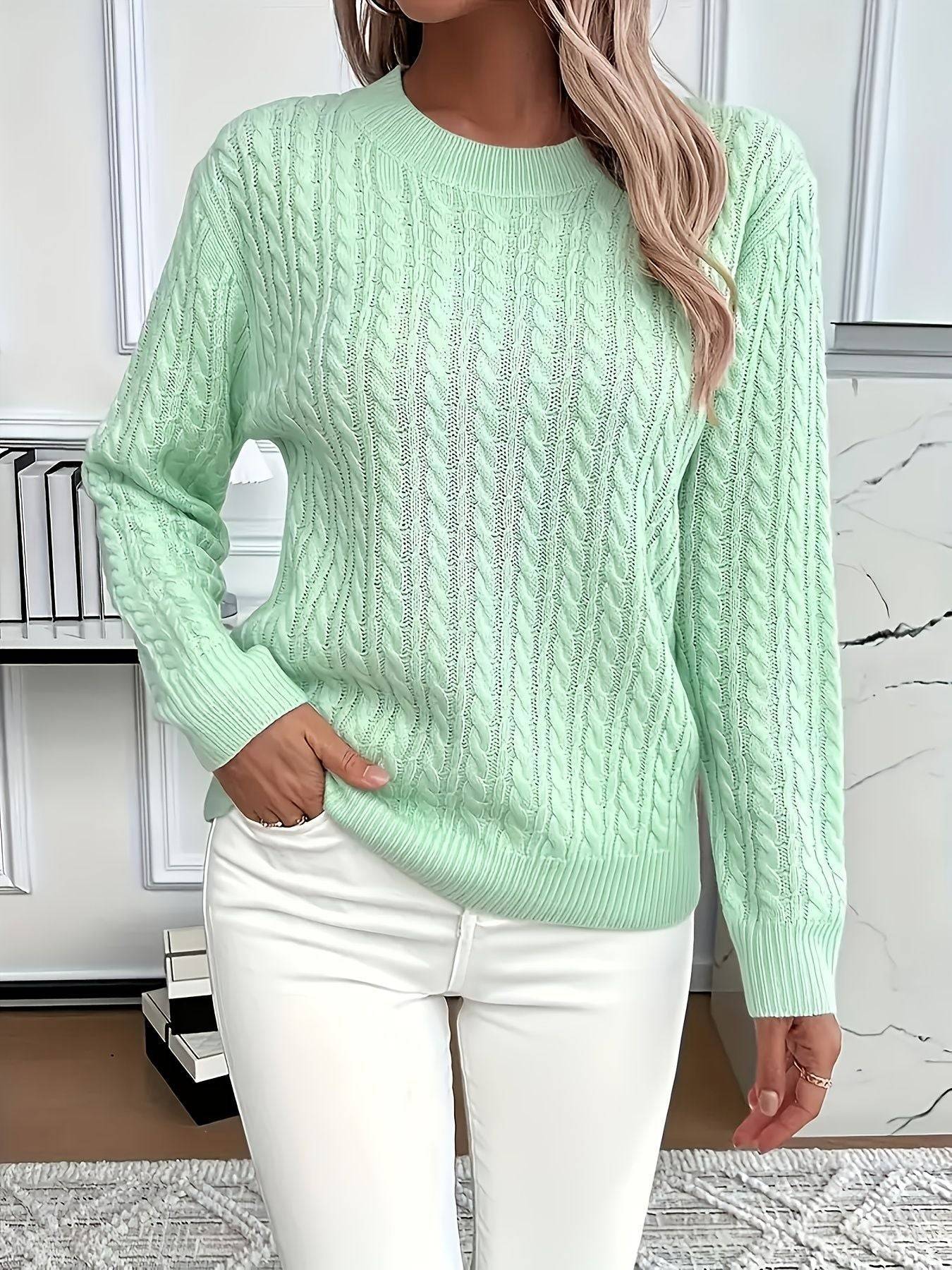 Classic Twist Sweater Round Neck Long Sleeve Pullover