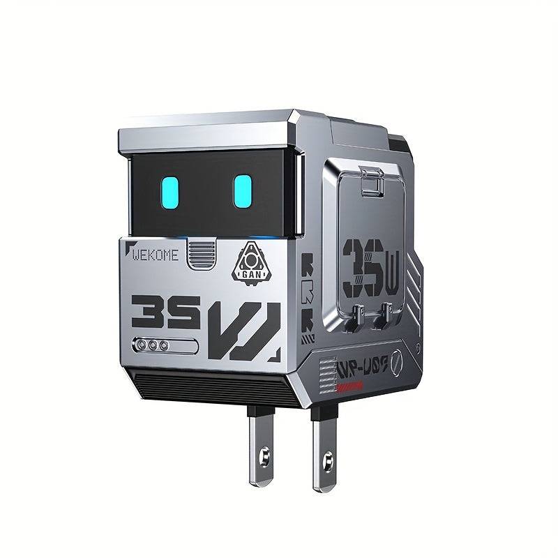 35W GaN Fast Charger with Dual Port USB-A & USB-C, Portable Folding Plug Travel Adapter with Smart Chip Temperature Control for Phones and Tablets