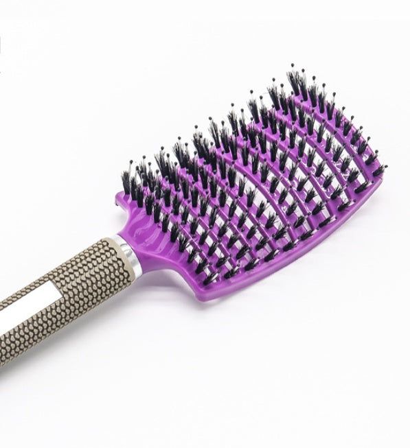Bristle and Nylon Hair Brush with Massage and Soft Handle