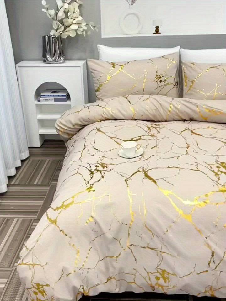 3-Piece Duvet Cover Set – Super Soft & Breathable Bronzing Texture, Includes 1 Duvet Cover + 2 Pillowcases, All-Season Bedding for Home or Dorm