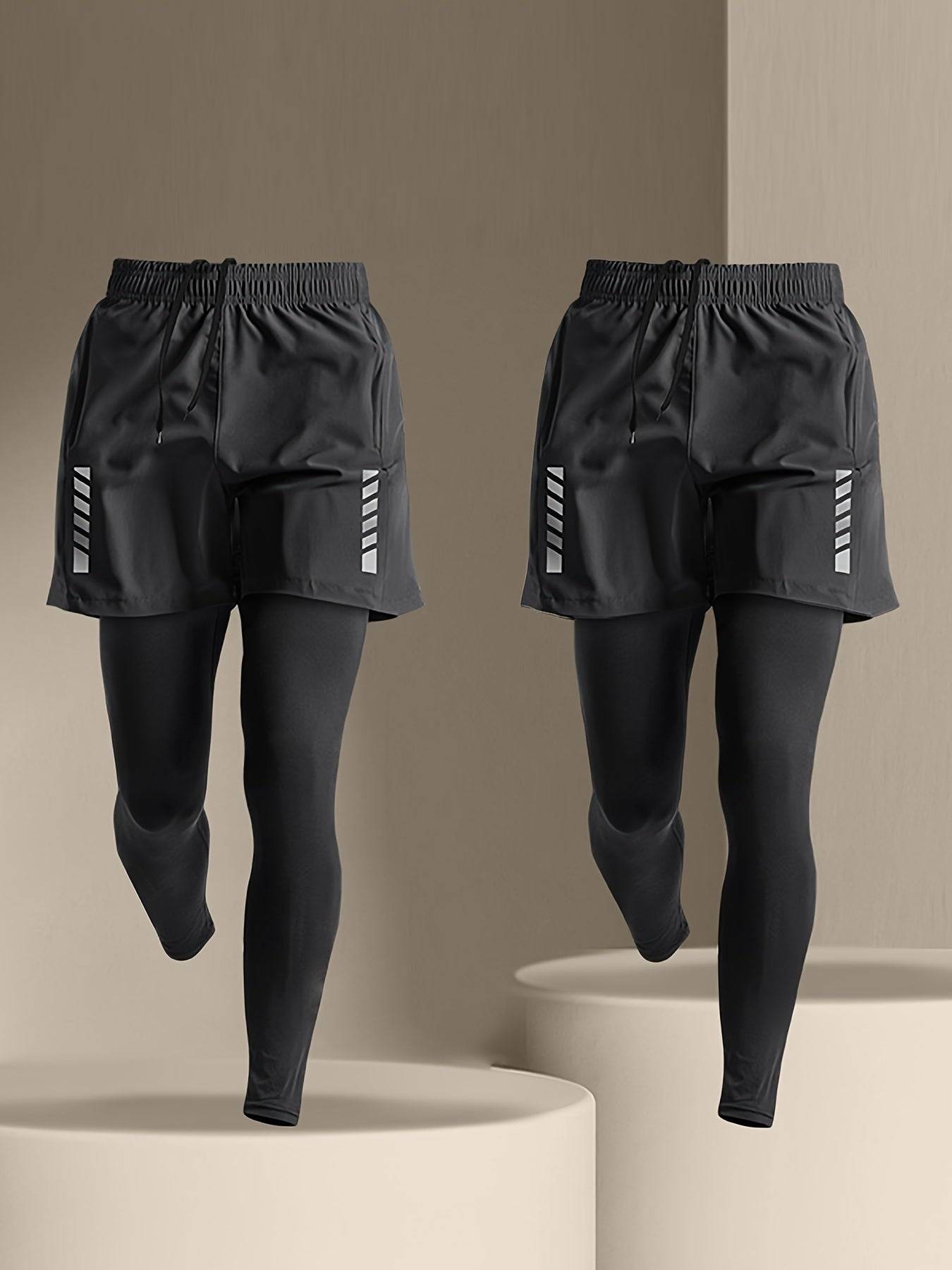 4pcs/6pcs Men’s Sportswear Set – Breathable Shorts & Compression Tights, Moisture-Wicking & All-Season Training Gear