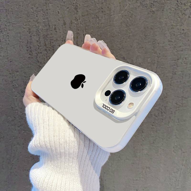 Minimalist Silver Phone Case for iPhone 11/12/13/14/15/16 Pro Max & Plus, Slim Anti-Drop Protective Cover with Apple Pattern Design