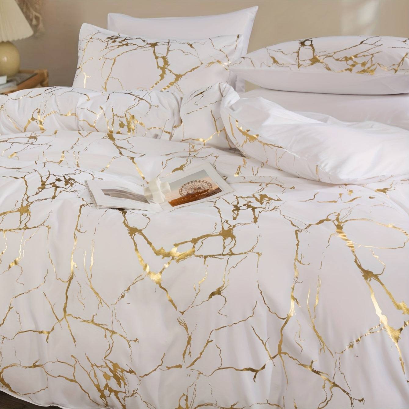 3-Piece Duvet Cover Set – Super Soft & Breathable Bronzing Texture, Includes 1 Duvet Cover + 2 Pillowcases, All-Season Bedding for Home or Dorm