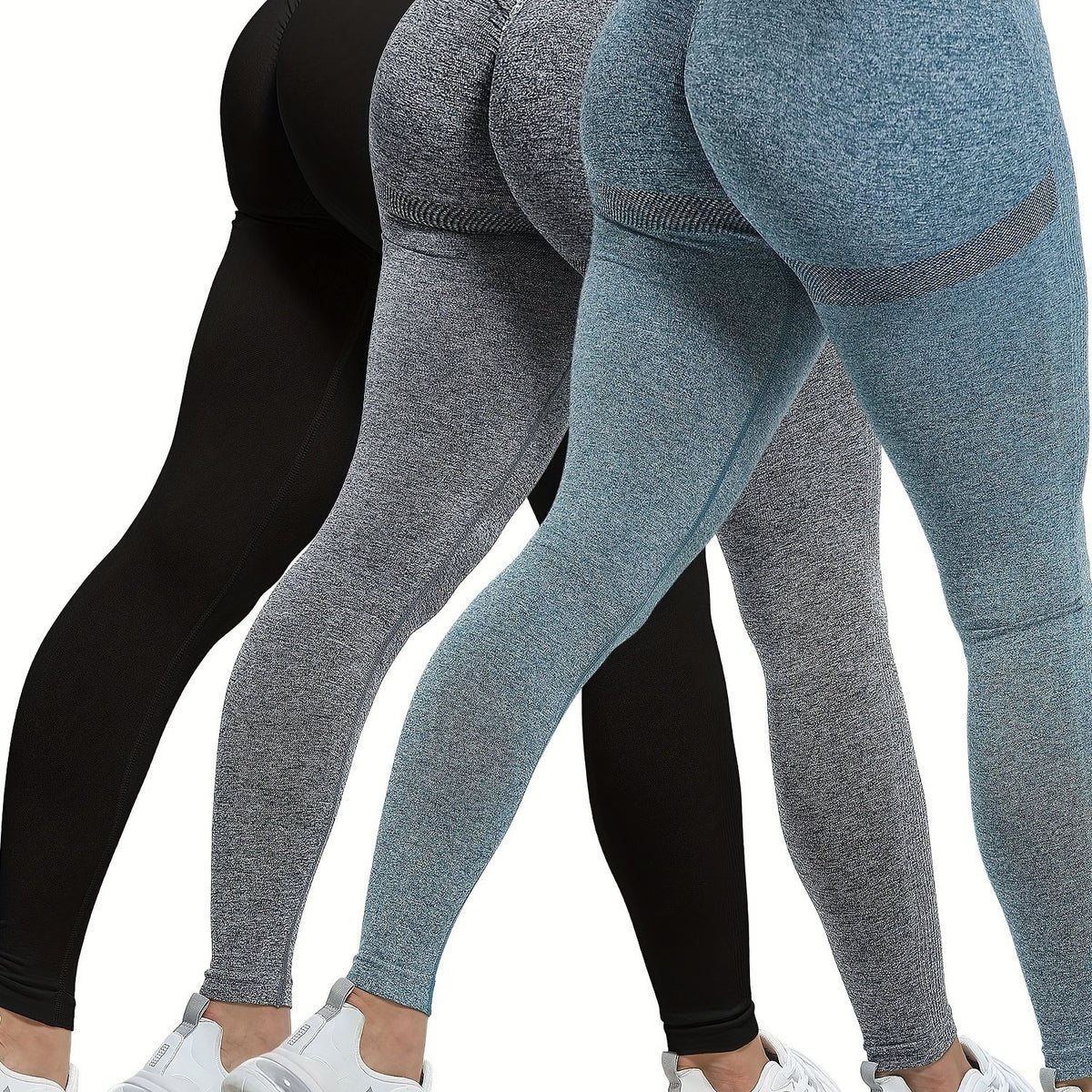 3-Piece Women’s Seamless High-Waist Sports Leggings, Soft Breathable Stretch Fabric for Running & Fitness Workouts