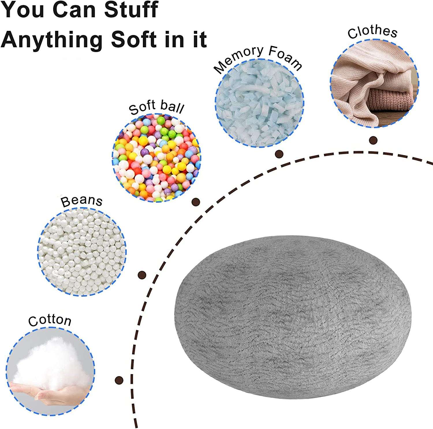 Soft PV Fleece Bean Bag Cover With Double Zipper