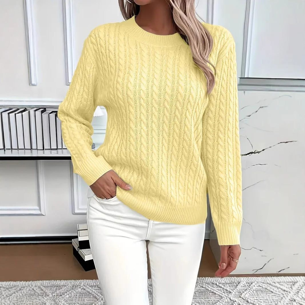 Classic Twist Sweater Round Neck Long Sleeve Pullover