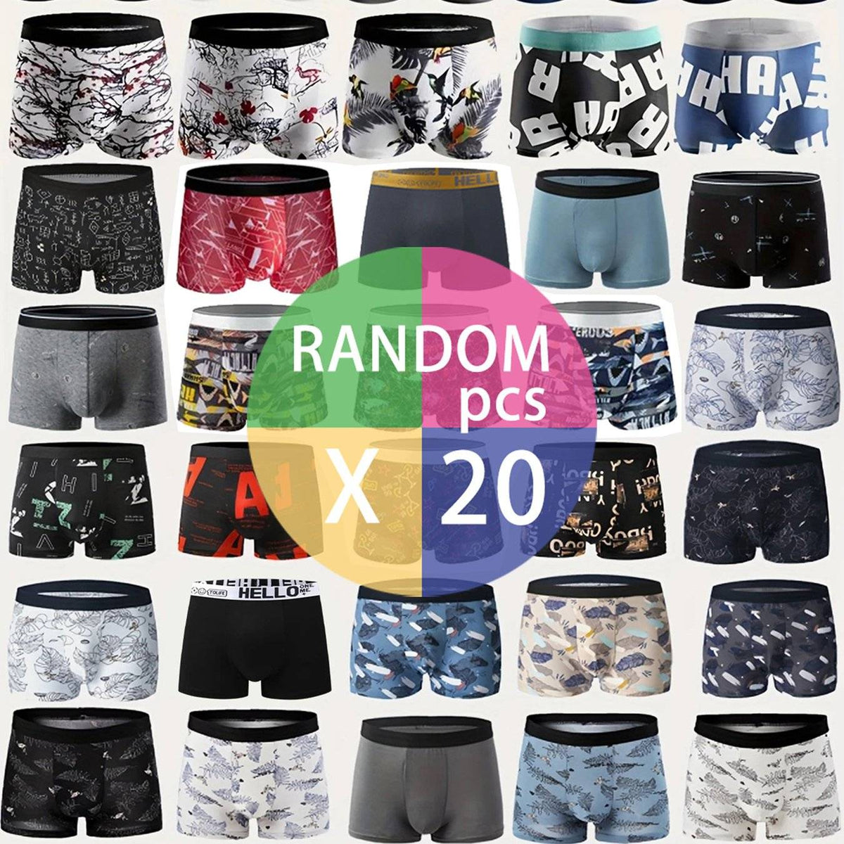 Men’s Underwear Set 20-Pack – Stretch Fit, Breathable Fabric, Mixed Styles & Colors