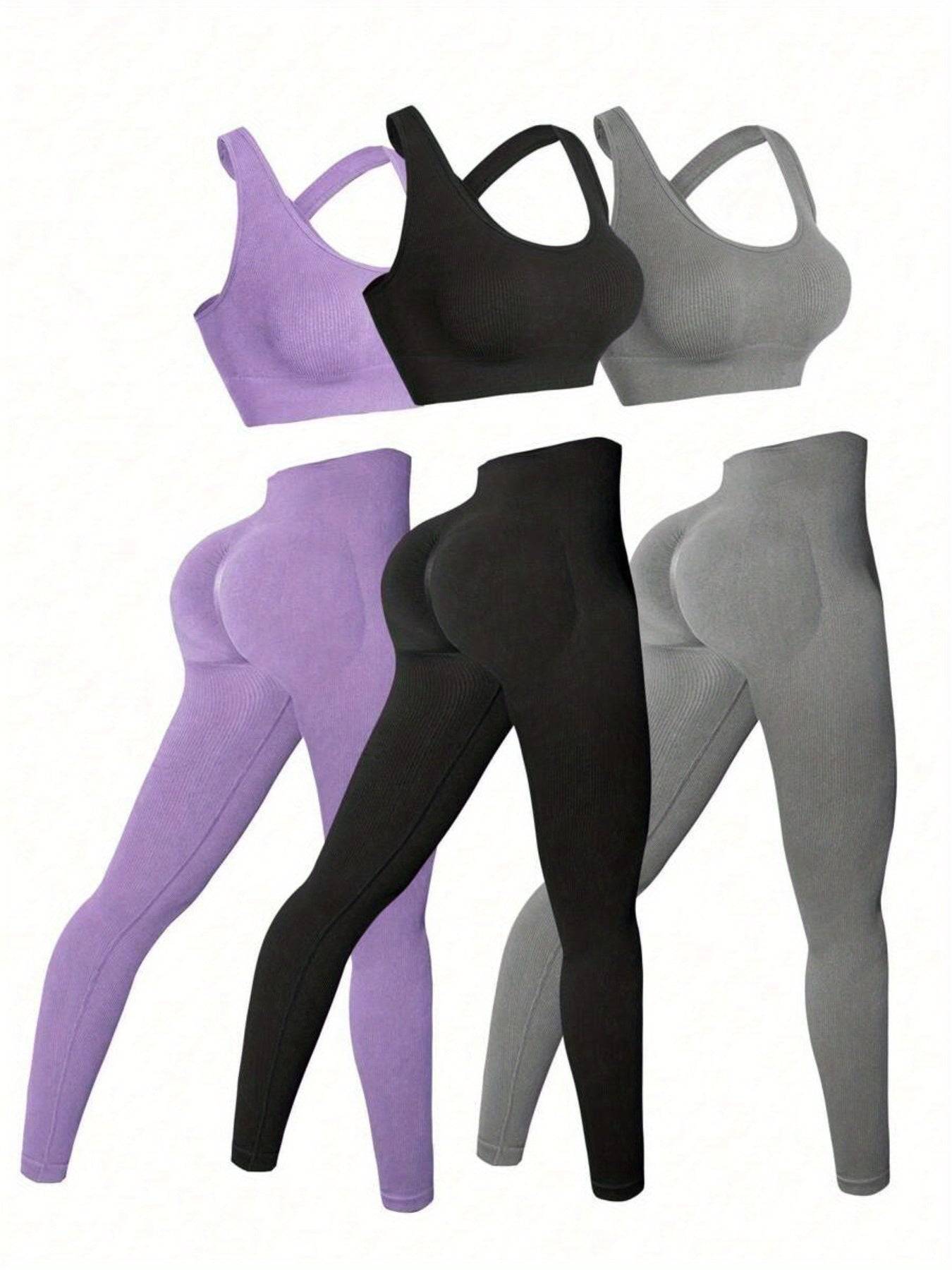 3-Piece Women’s Seamless Activewear Set with Backless Sports Bra & Hip-Lifting Leggings, High-Stretch with Crossover Straps
