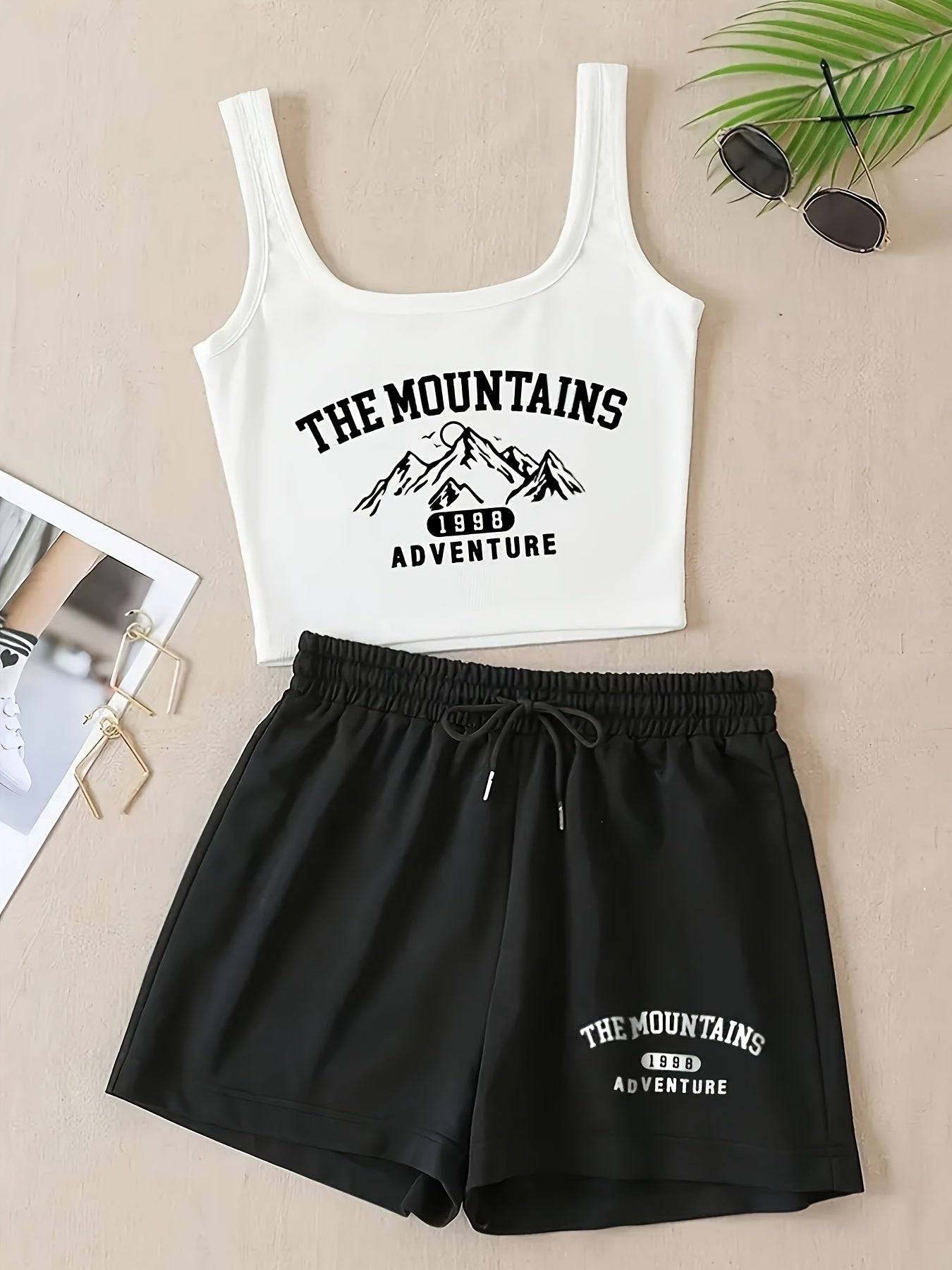 Women’s Printed Pants Set Breathable Sleeveless Top & Comfortable Casual Trousers for Spring & Summer