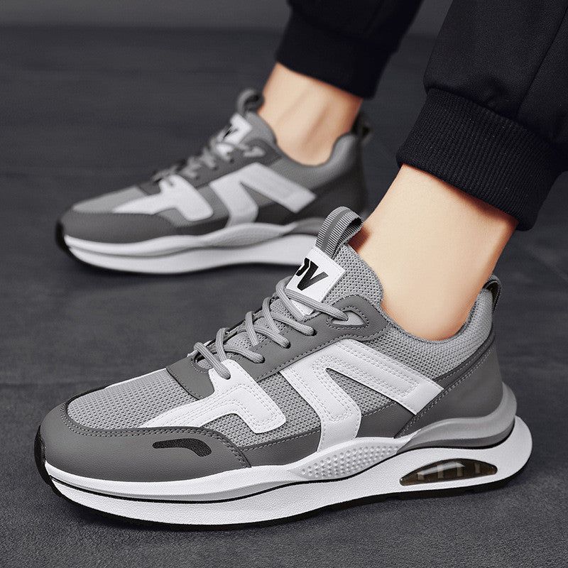 Men’s Casual Platform Sports Shoes Color Block Lace-Up Sneakers with PVC Rubber Sole Lightweight Design