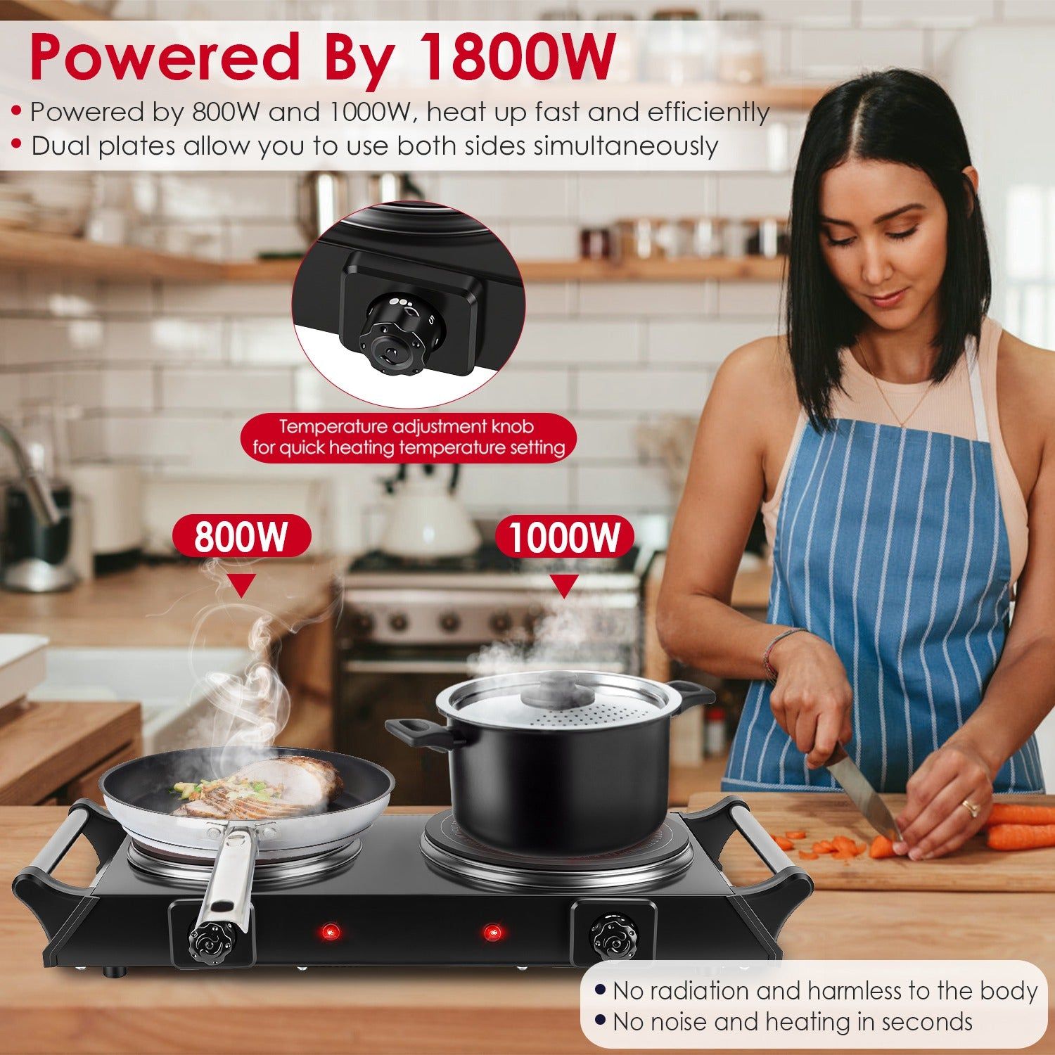 Portable Electric Cooktop Double Burner