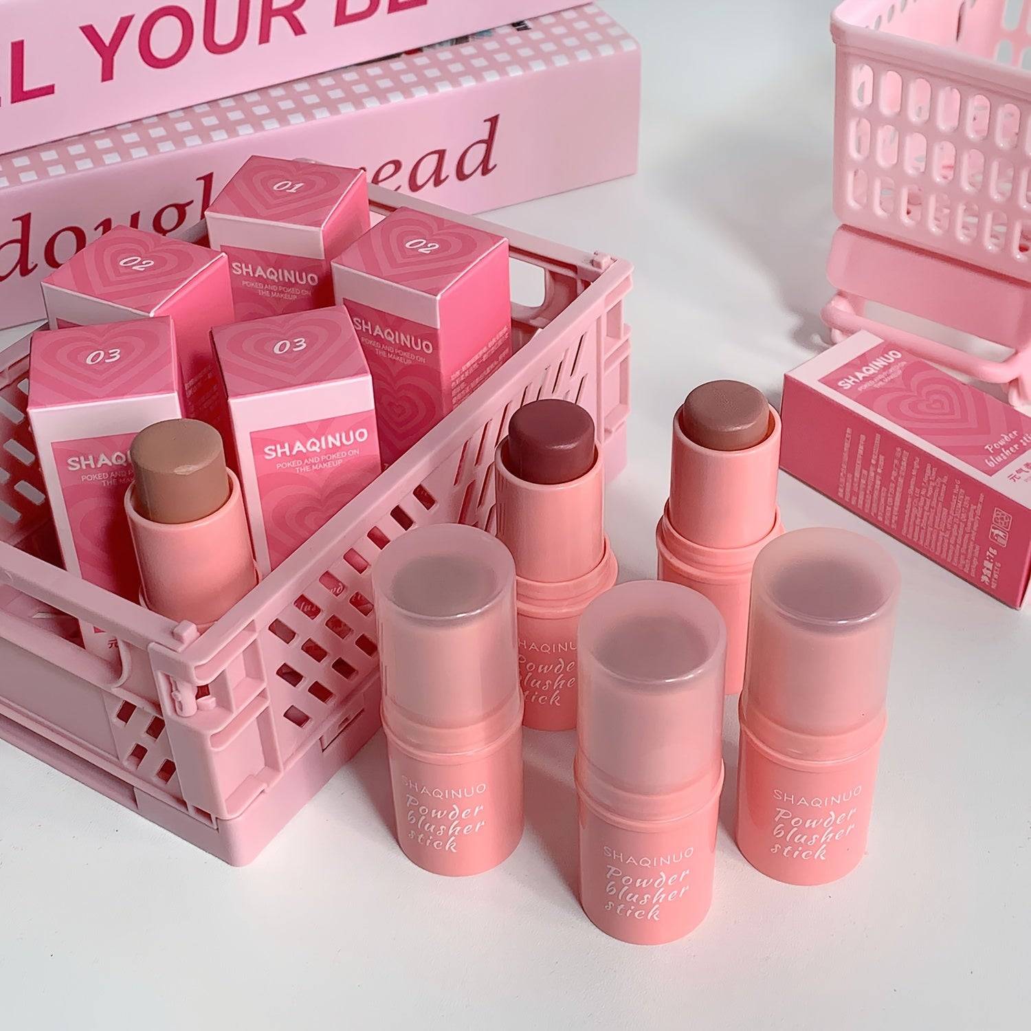 3pcs Cream Blush Stick Set for Women Matte & Brightening Finish Long-Lasting Waterproof Makeup