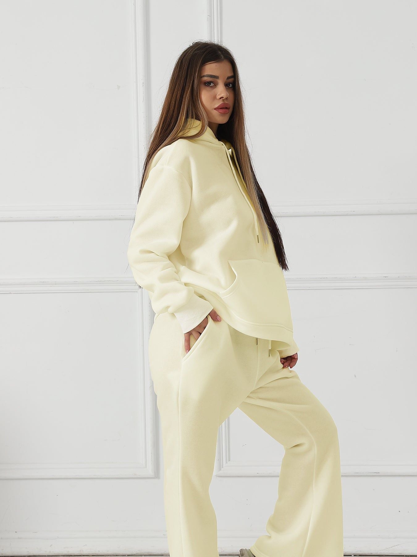 Women Two Piece Sets Solid Color Sweatshirt Outfit
