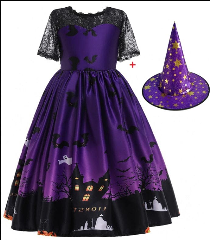 Halloween Princess Dress Halloween Printed Mesh - PMMNAPOLES