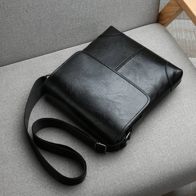 Men’s Black Water-Resistant Crossbody Bag Adjustable Strap, Scratch-Resistant, Multiple Compartments for Office, Commute & Travel