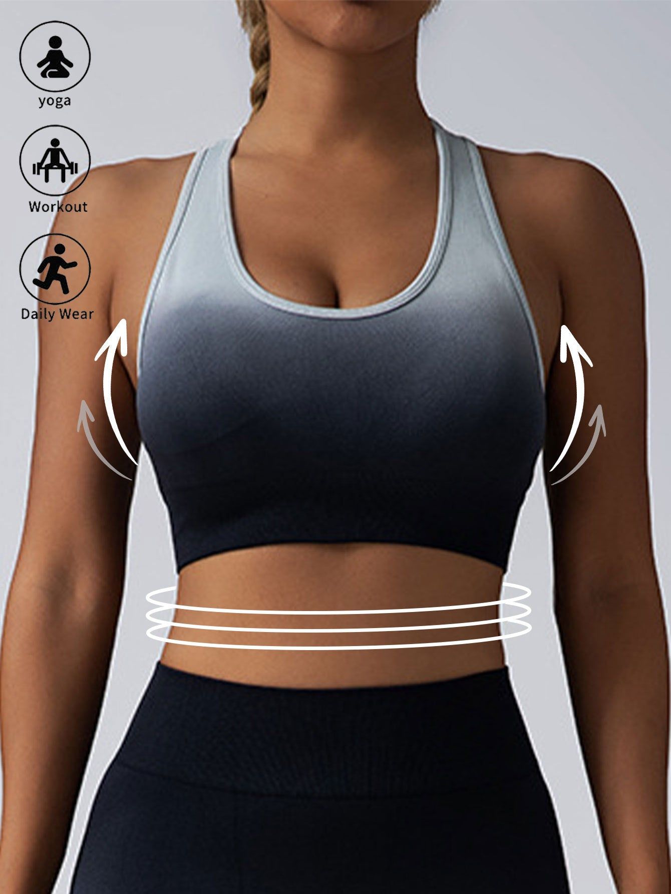 High Impact Racerback Longline Push Up Sports Bra