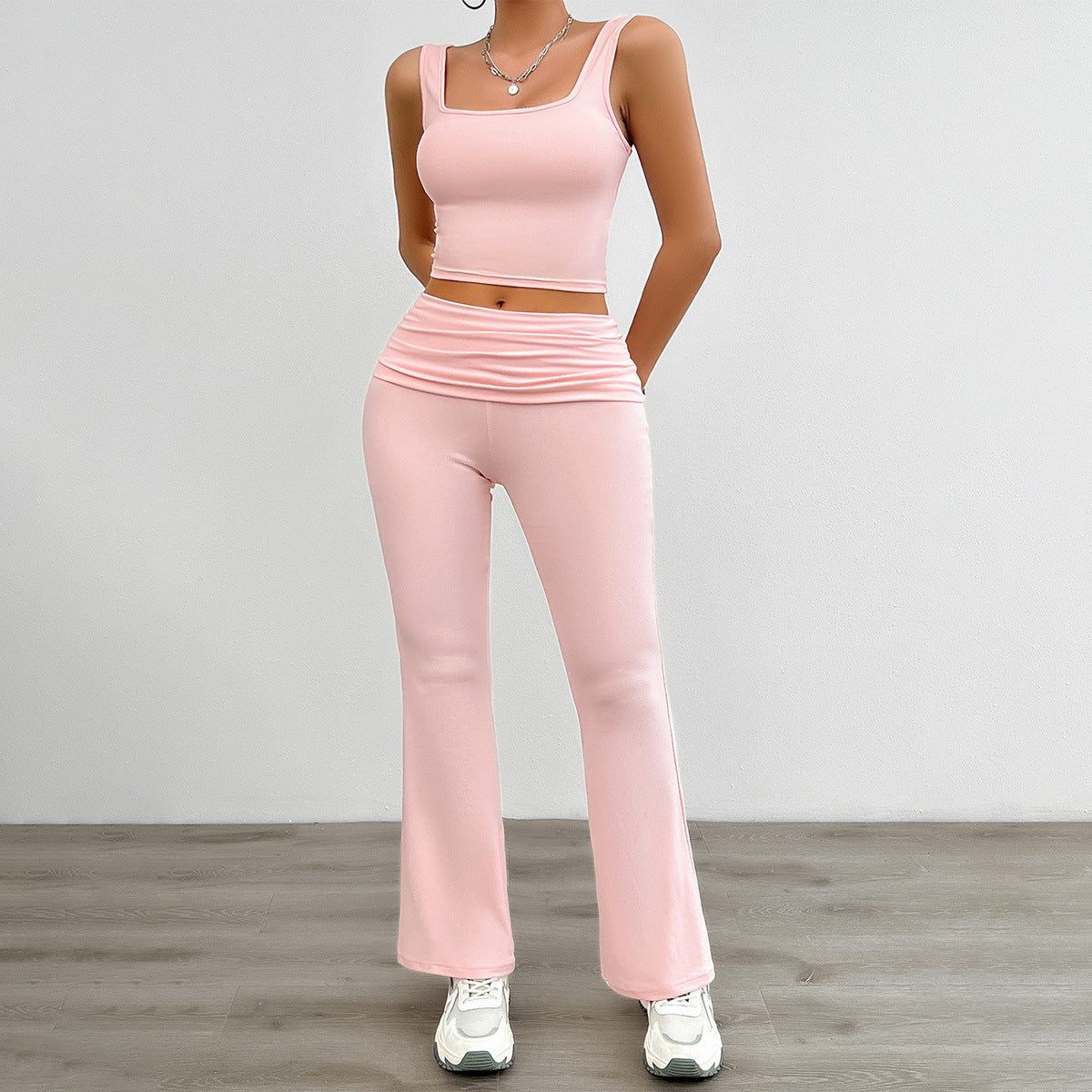 Womens Pant Top Set Slim Trousers Sleeveless Vest Two Piece