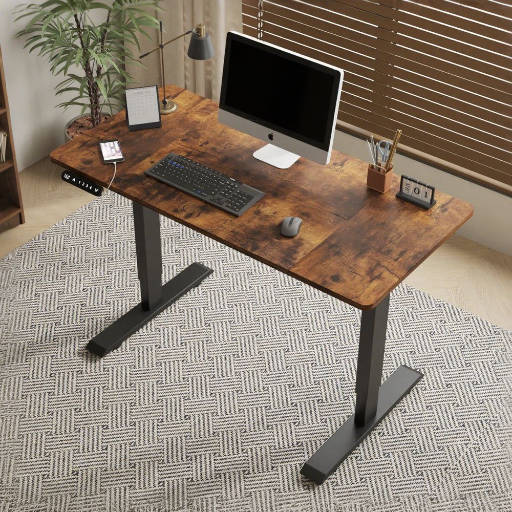 Electric Height Adjustable Desk 48 Inch Rustic Brown