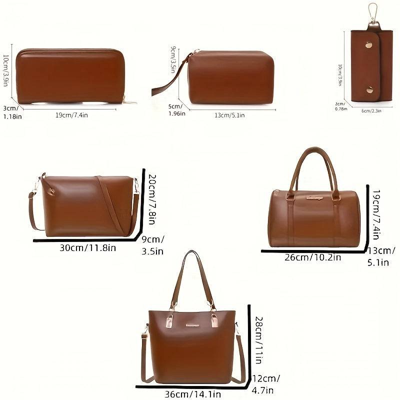 6-Piece Women's Fashion Bag Set – Handbag, Shoulder & Crossbody Bags with Large Capacity