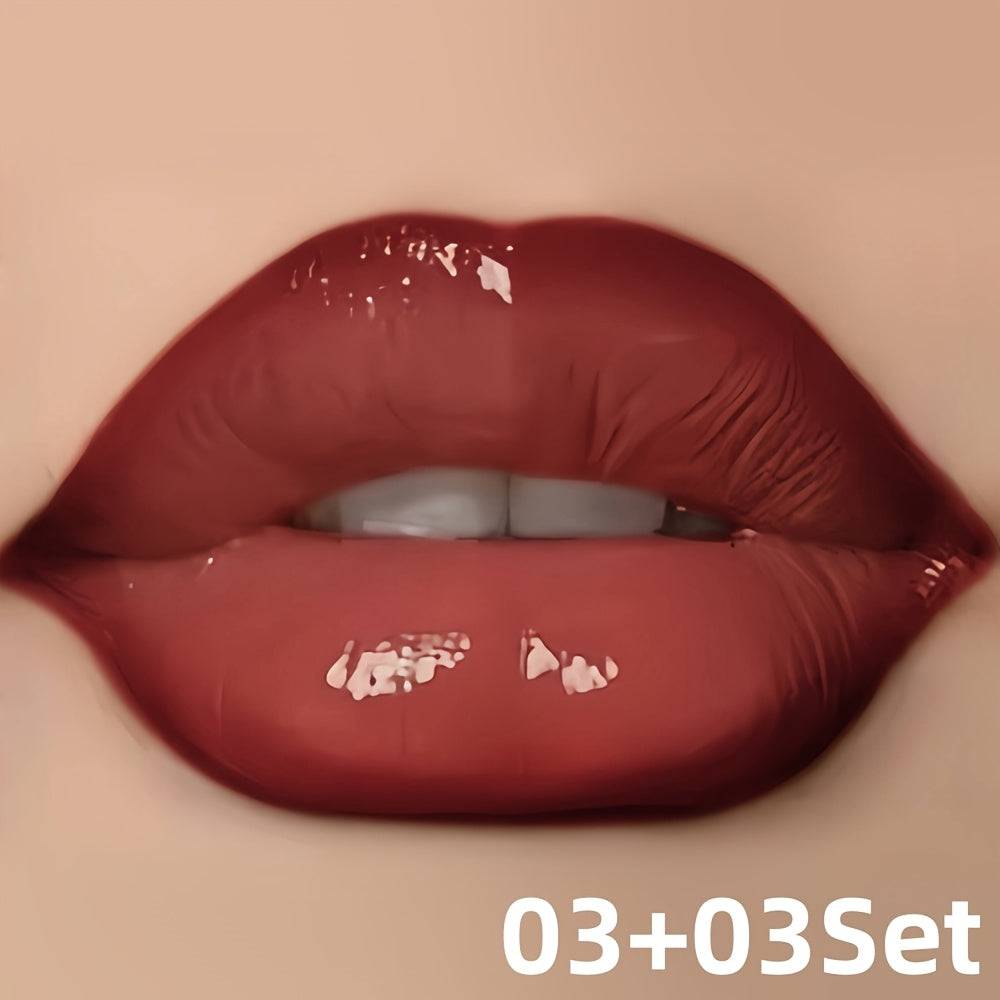 Hydrating Lip Gloss & Lip Liner Set Long-Lasting Matte Finish with Precision Lip Pencil & Nourishing Balm Universal Light Beige Shade