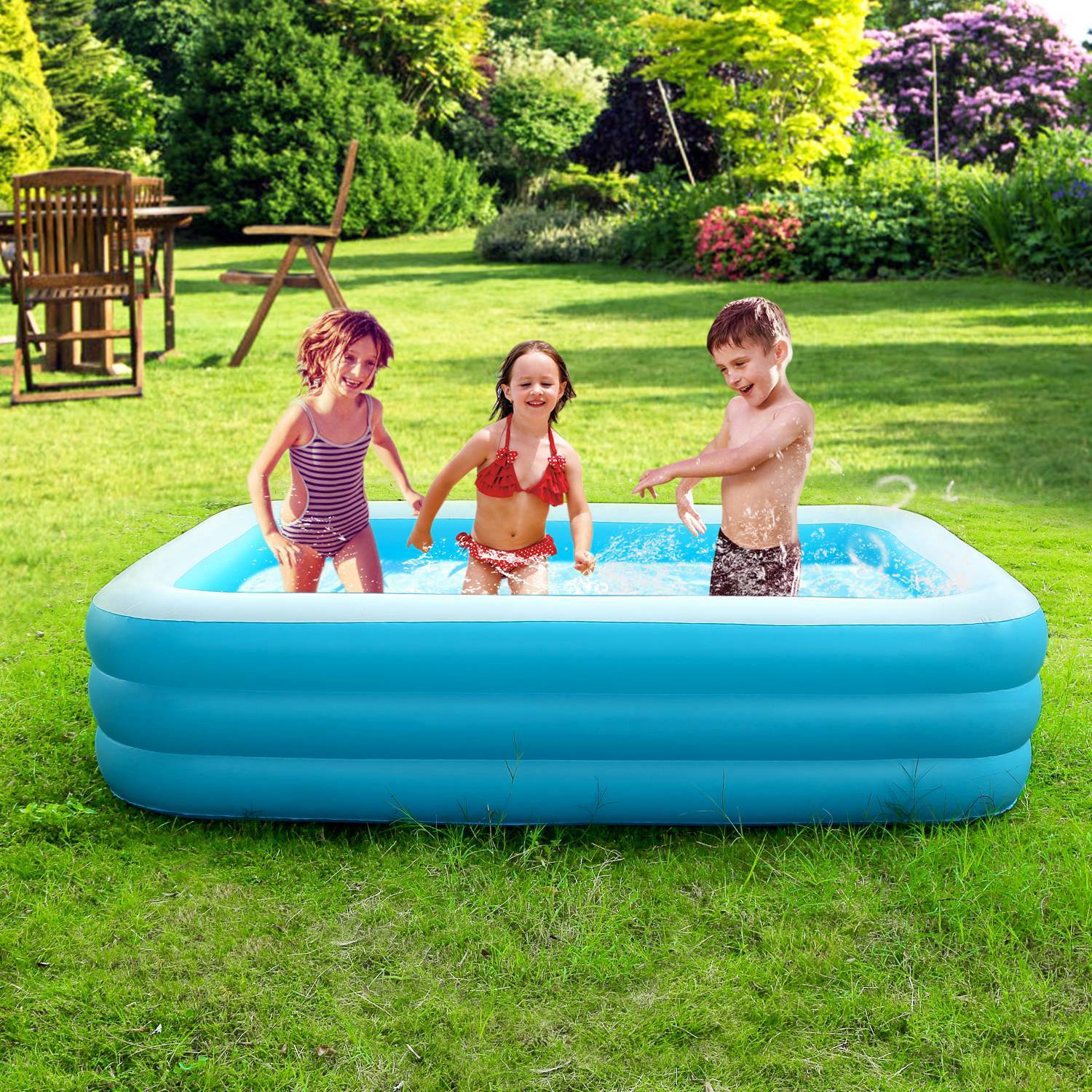 Large Inflatable Pool for Families with 3 Air Chambers PVC