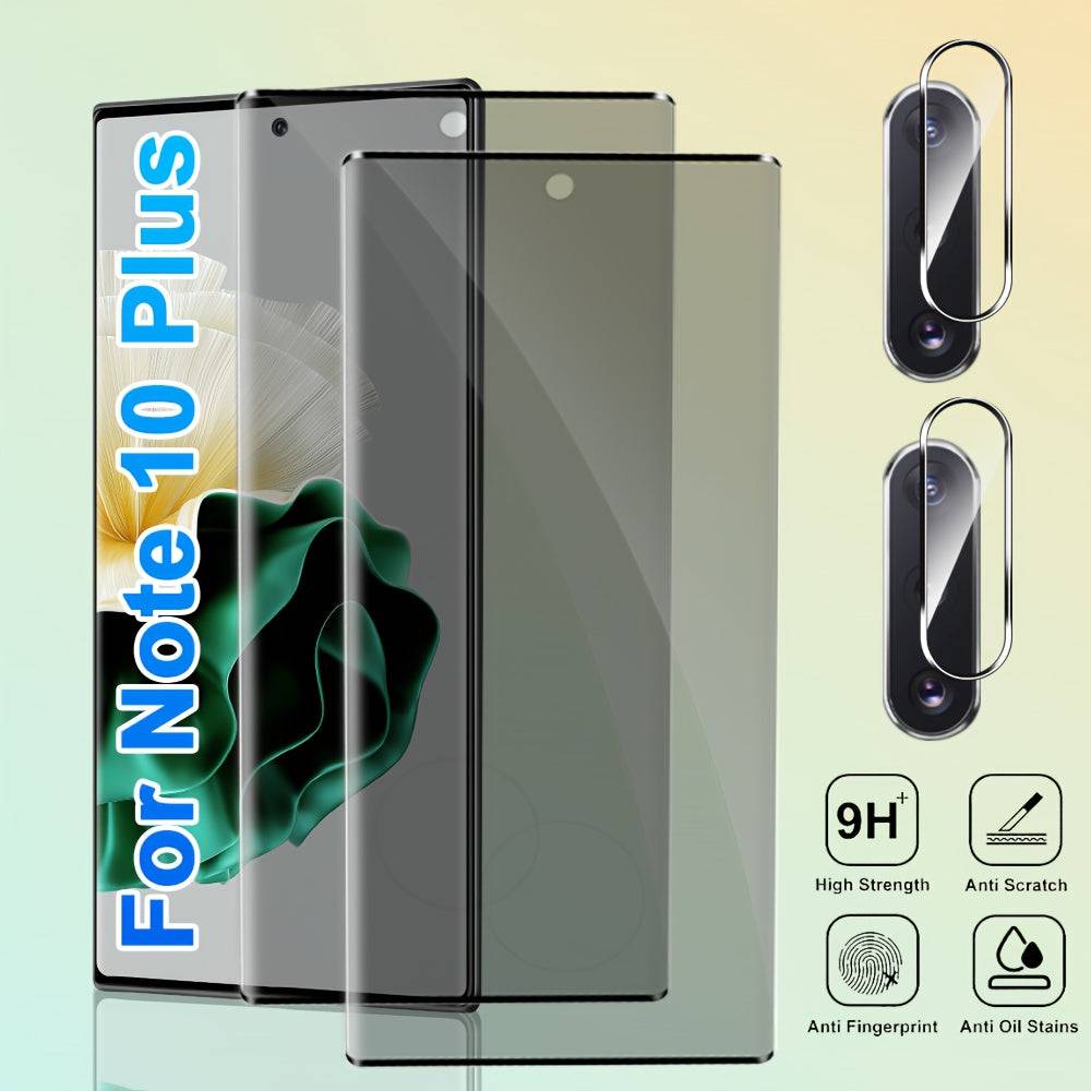 2+2 Pack Privacy Tempered Glass Screen Protectors for Samsung Galaxy S10–S25 and Note10/20 Series, 3D Full Coverage, Scratch-Resistant, Fingerprint Unlock
