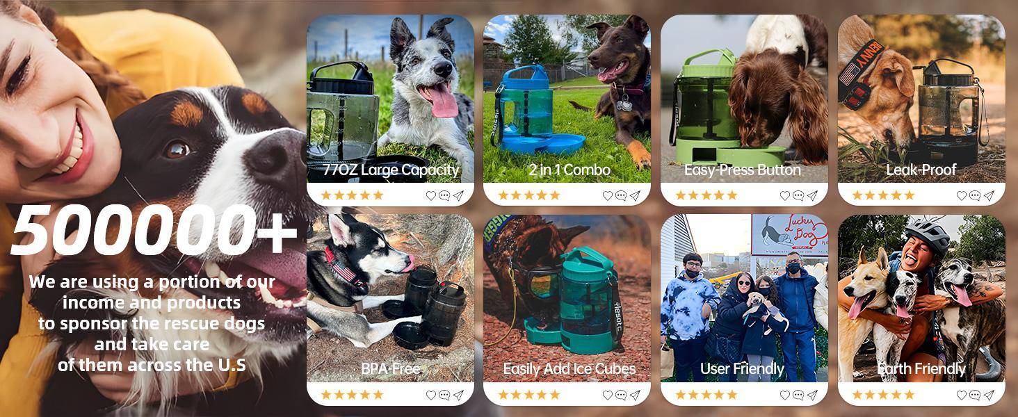 Dog Water Bottle Portable Pull Out Bowl Leak Proof Hydration