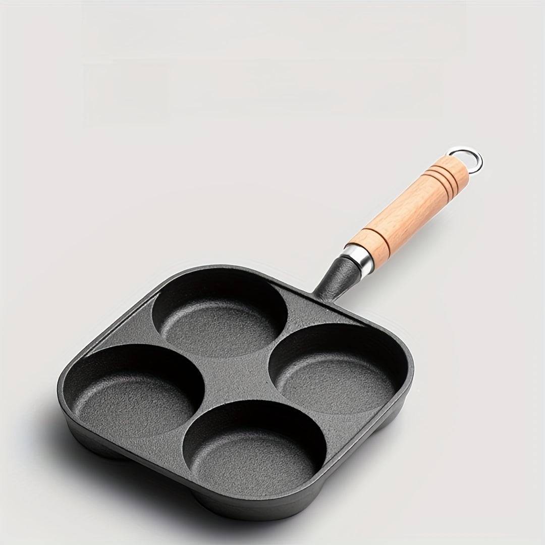 4-Hole Nonstick Egg & Omelette Pan – Multi-Section Frying Pan for Pancakes, Burgers, Bacon & Steak