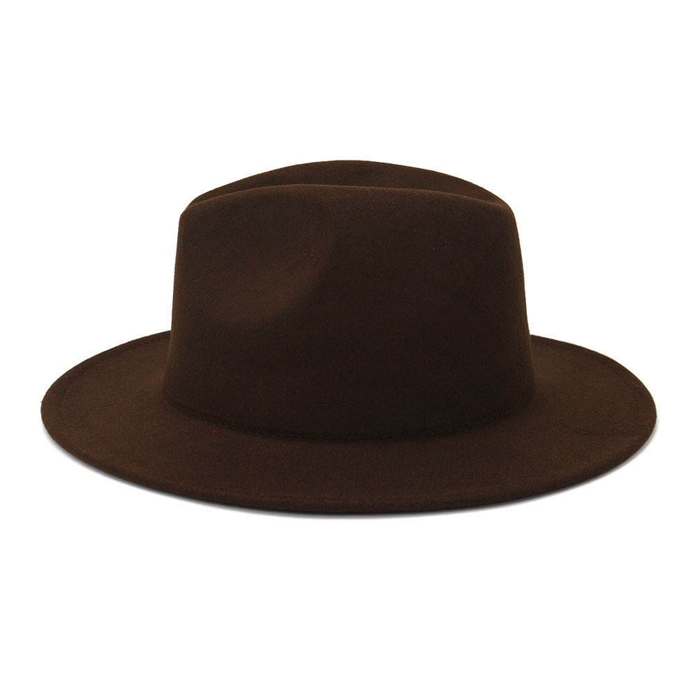 Unisex Fedora Hat Woolen Cotton Blend Double-Sided Color Matching Flat Brim Bell Crown Design