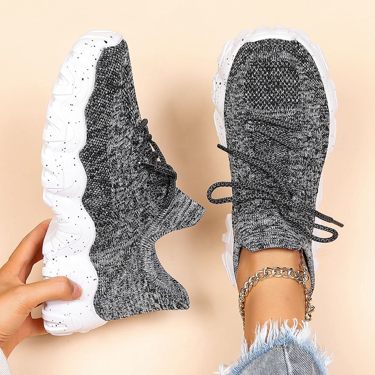 Women's Simple And Breathable Flying Woven Socks And Shoes - PMMNAPOLES