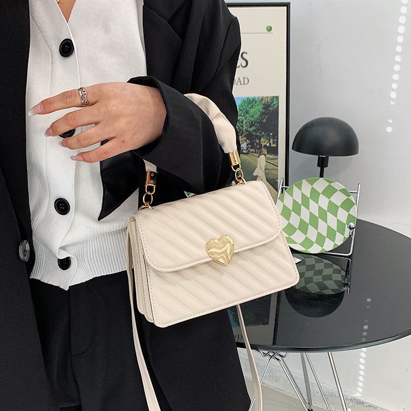 Womens PU Leather Tote Bag with Chain Strap and Love Metal