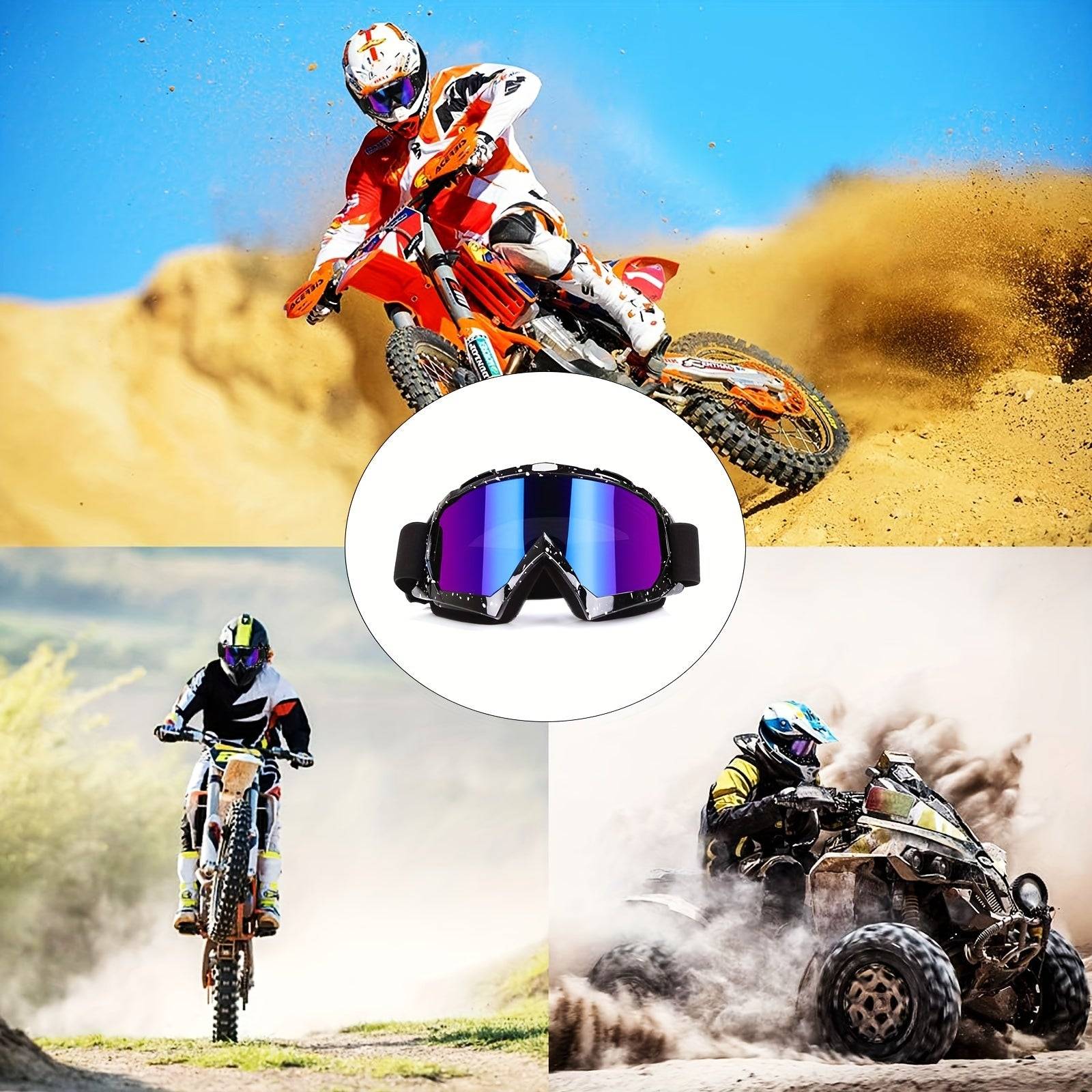 Motorcycle & ATV Goggles Off-Road Protective Eyewear with Anti-Scratch PC Lenses and Flexible TPU Frame Impact-Resistant for Outdoor Sports & Adventure Riding