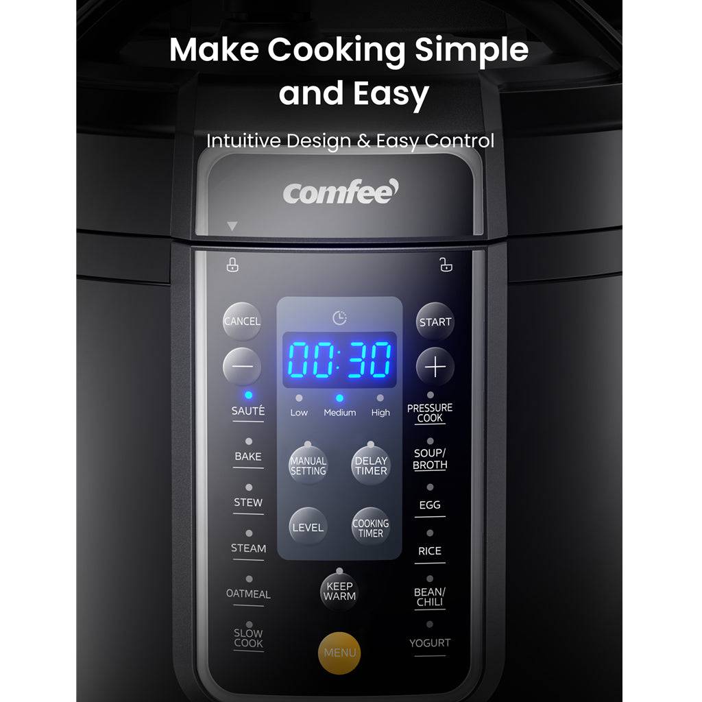 COMFEE’ 6-Quart 9-in-1 Electric Pressure Cooker, 13 Presets, Multi-Cooker, Nonstick Pot