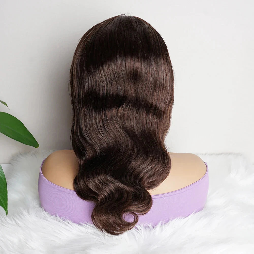 Chocolate Brown Lace Closure Wig with Natural Body Wave