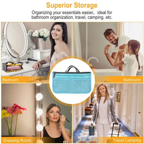 Nylon Handbag Organizer with Zipper Pockets