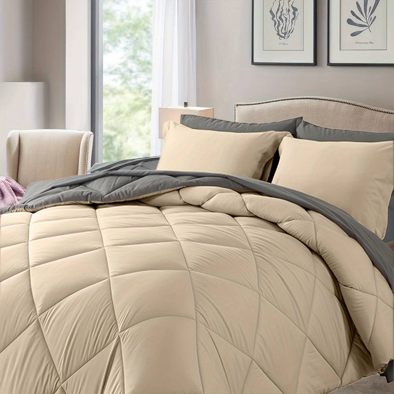 7-Piece Ultra-Soft Comforter Set – Breathable Quilted Bedding with Sheets, Pillowcases & Shams – All-Season Warmth for Kids, Teens & Dorms