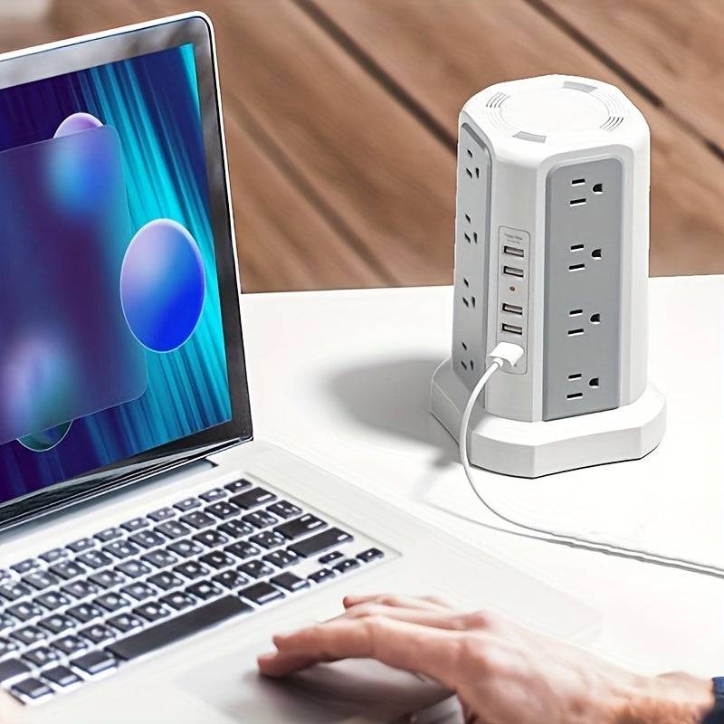 Power Strip Tower with 16 AC Outlets & 5 USB Ports Flat Plug Design with USB-C Surge Protector Extension Hub