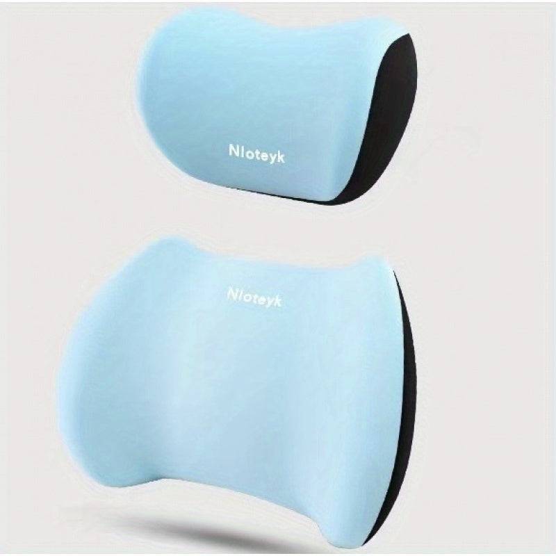 Ergonomic Car Neck & Lumbar Support Pillow Set Comfortable Foam Headrest for Driving 4-Season Universal Design 2 Sets