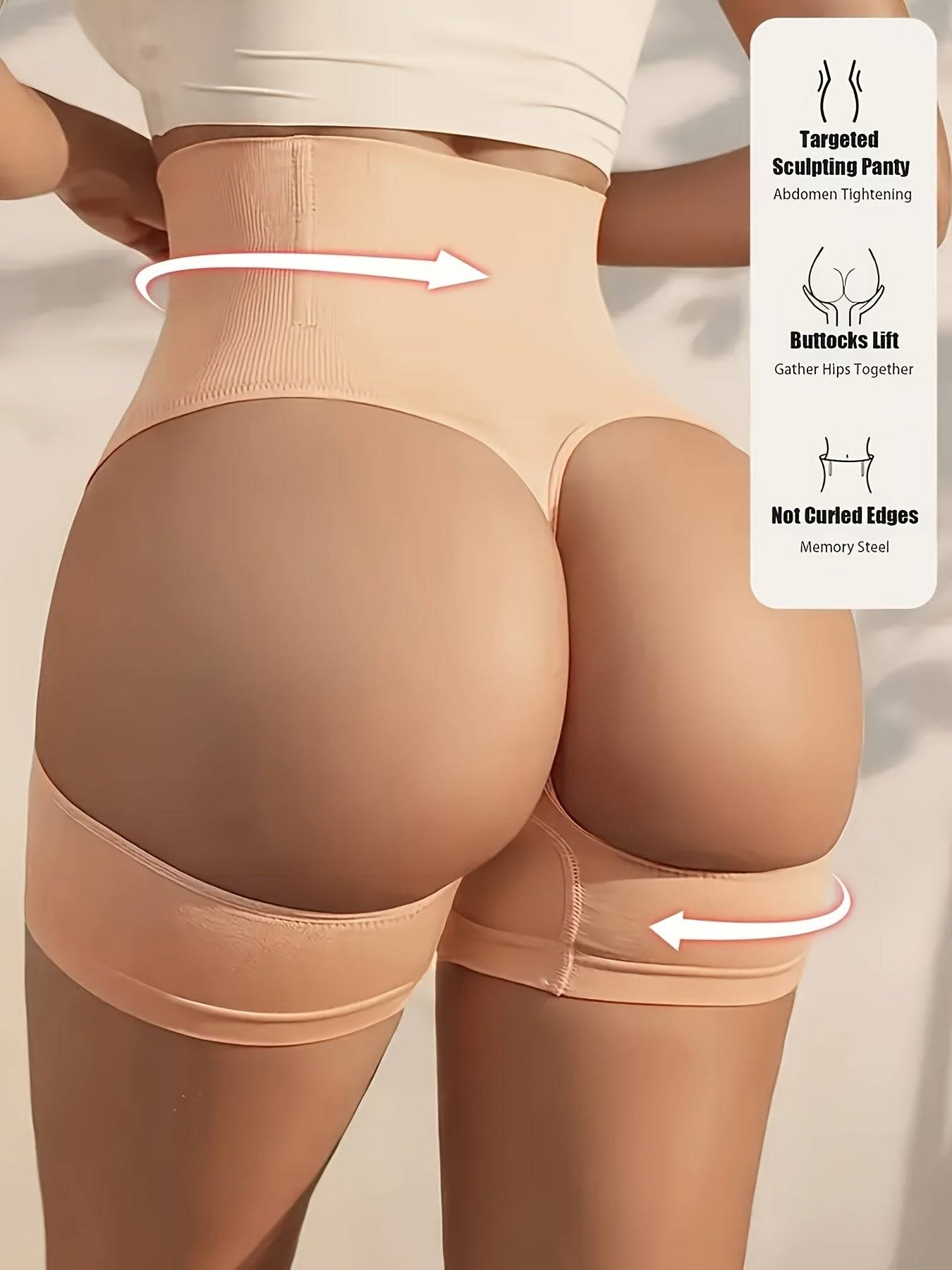 Women’s High-Waisted Shapewear Shorts – Nylon & Elastane Blend with Tummy Control and Butt Lift, Smooth Solid Color Fabric