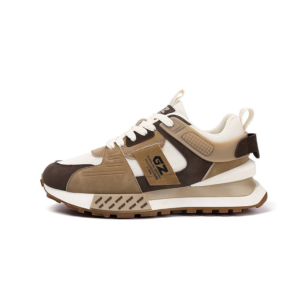 Men’s Casual Sneakers with Vintage Graphic Print, PU Upper & Non-Slip Rubber Sole, Low-Top Lace-Up Shoes for All-Season Wear
