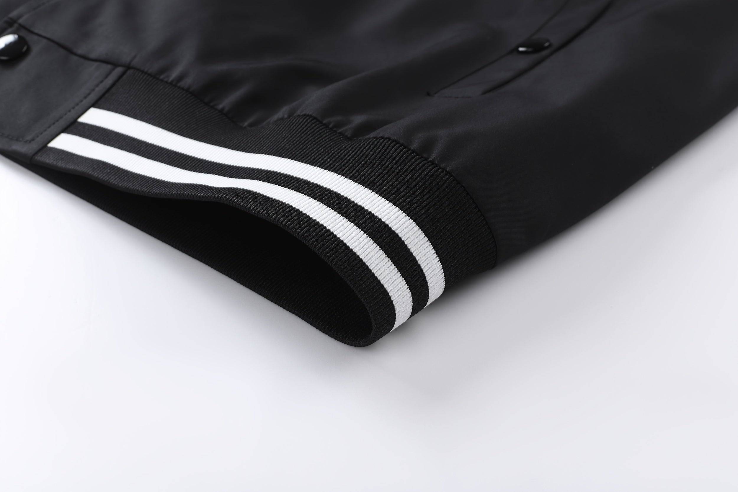 Men’s Plus Size Lightweight Varsity Jacket, Polyester Preppy Style with Striped Accents, Baseball Collar & Button-Up Design with Pockets
