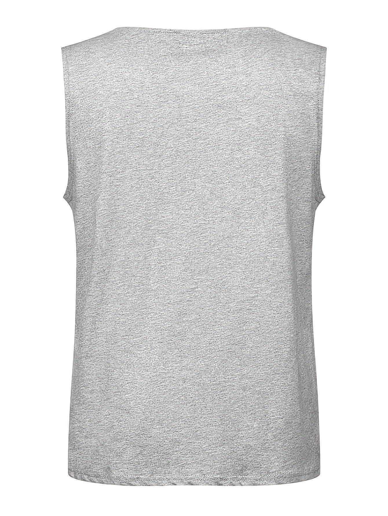 Men’s Sleeveless Tank Top Cotton Crew Neck Island & Beach Wave Print Summer Casual Sport Style