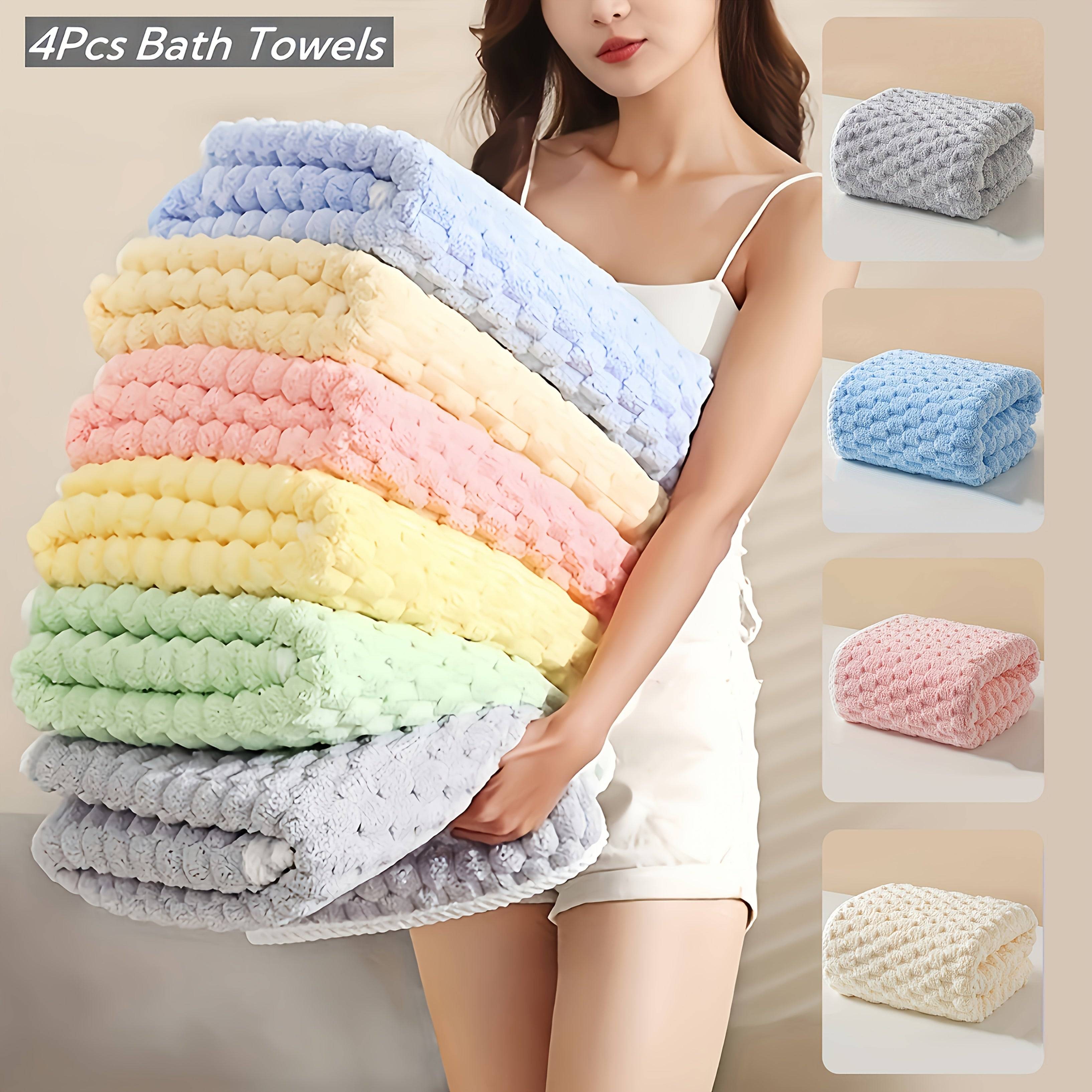 4-Pack Waffle Weave Bath Towels Super Soft & Quick-Dry Microfiber for Adults Durable Towels for Daily or Travel Use