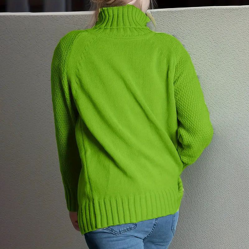 Womens Loose Fit Mock Turtleneck Knit Sweater