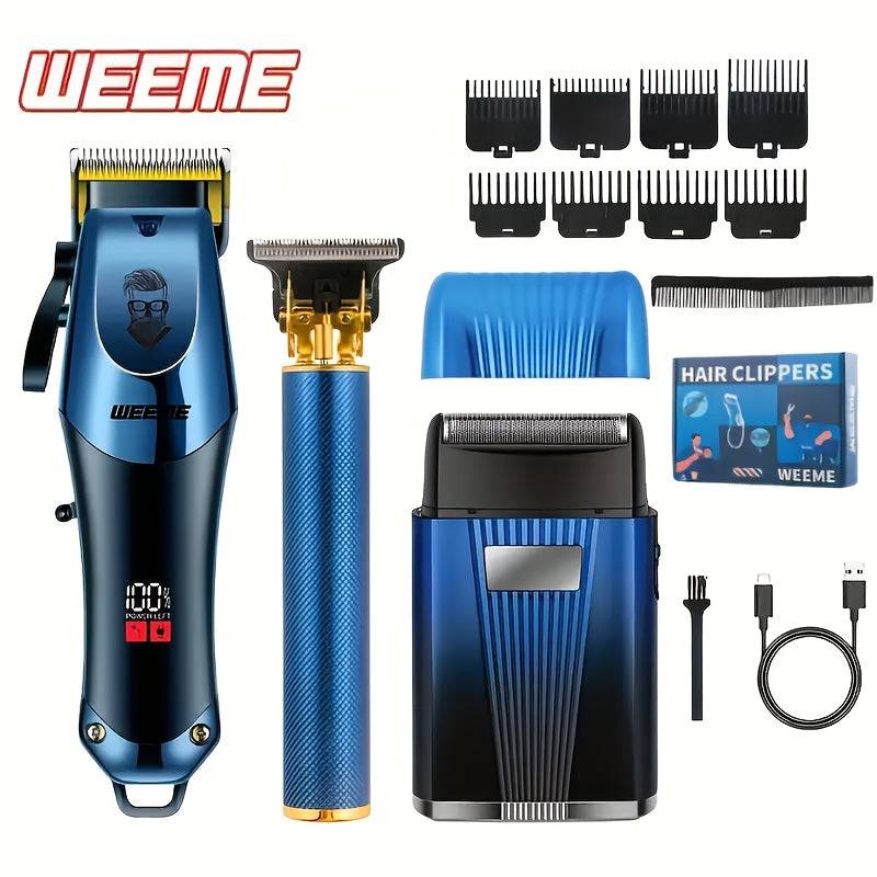 Men’s Grooming Kit – Golden Black Hair Clippers with LCD, USB Rechargeable, Trimmer & Shaver, Father’s Day Gift