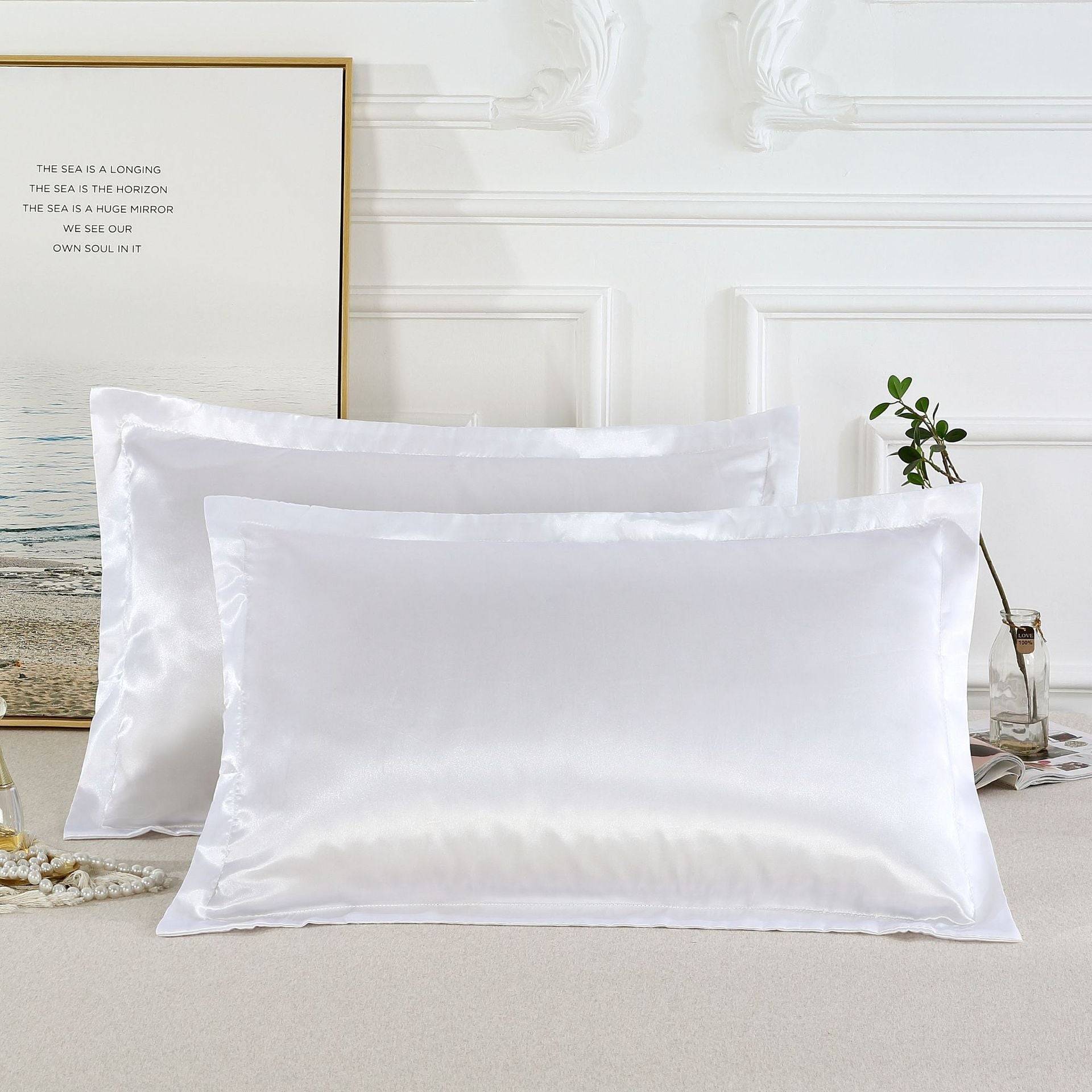 Pure Color Silk Pillowcase Soft Smooth Single Cover