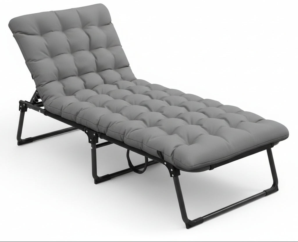 Outdoor Folding Chaise Lounge with Adjustable Backrest