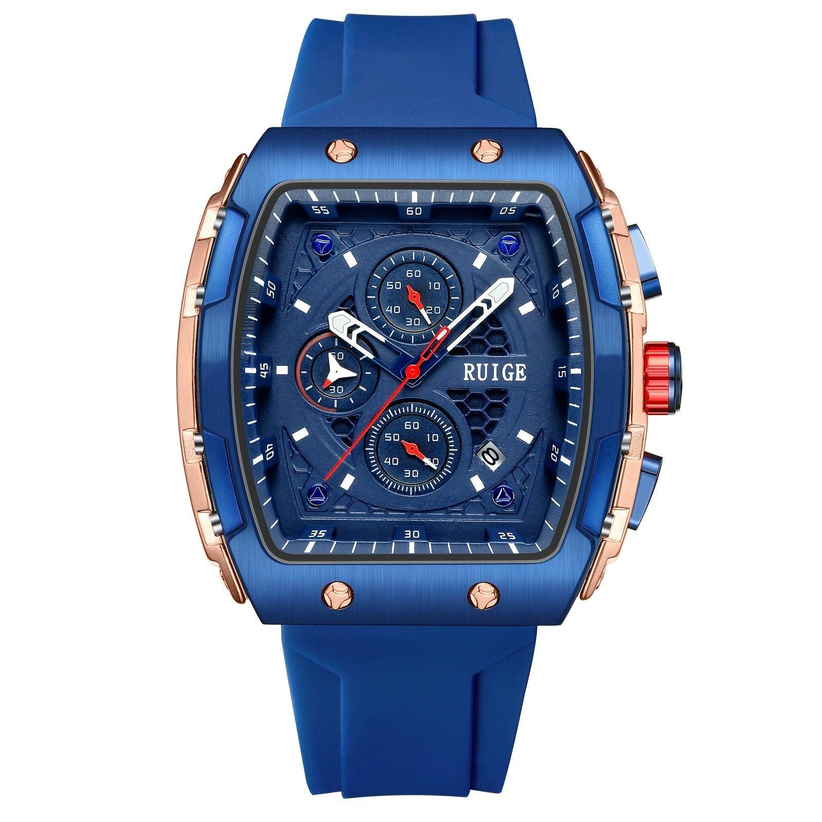 Men’s Sports Quartz Watch Barrel-Shaped Design with Luminous Hands & Silicone Strap, Fashion Gift Wristwatch