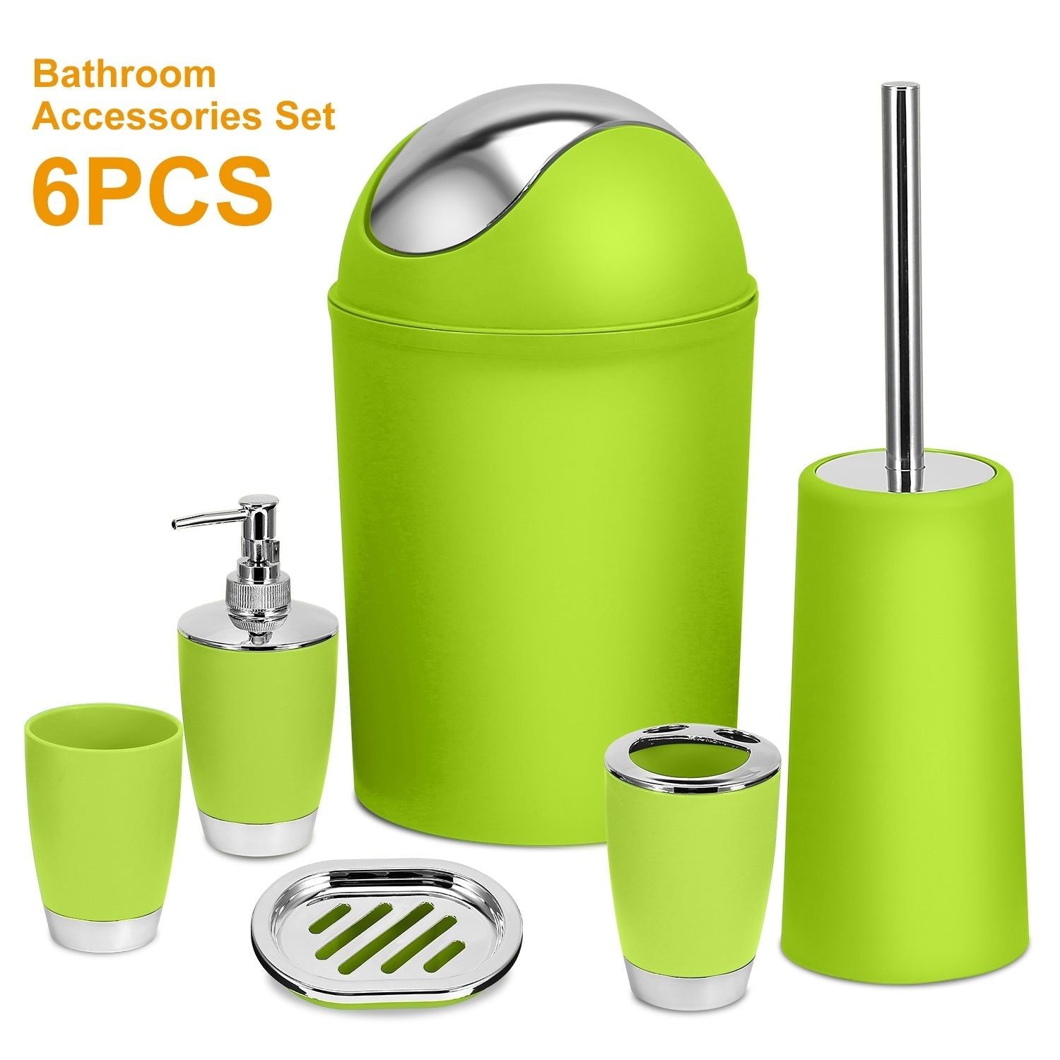 Bathroom Set 6 Piece Durable PP Accessories Collection