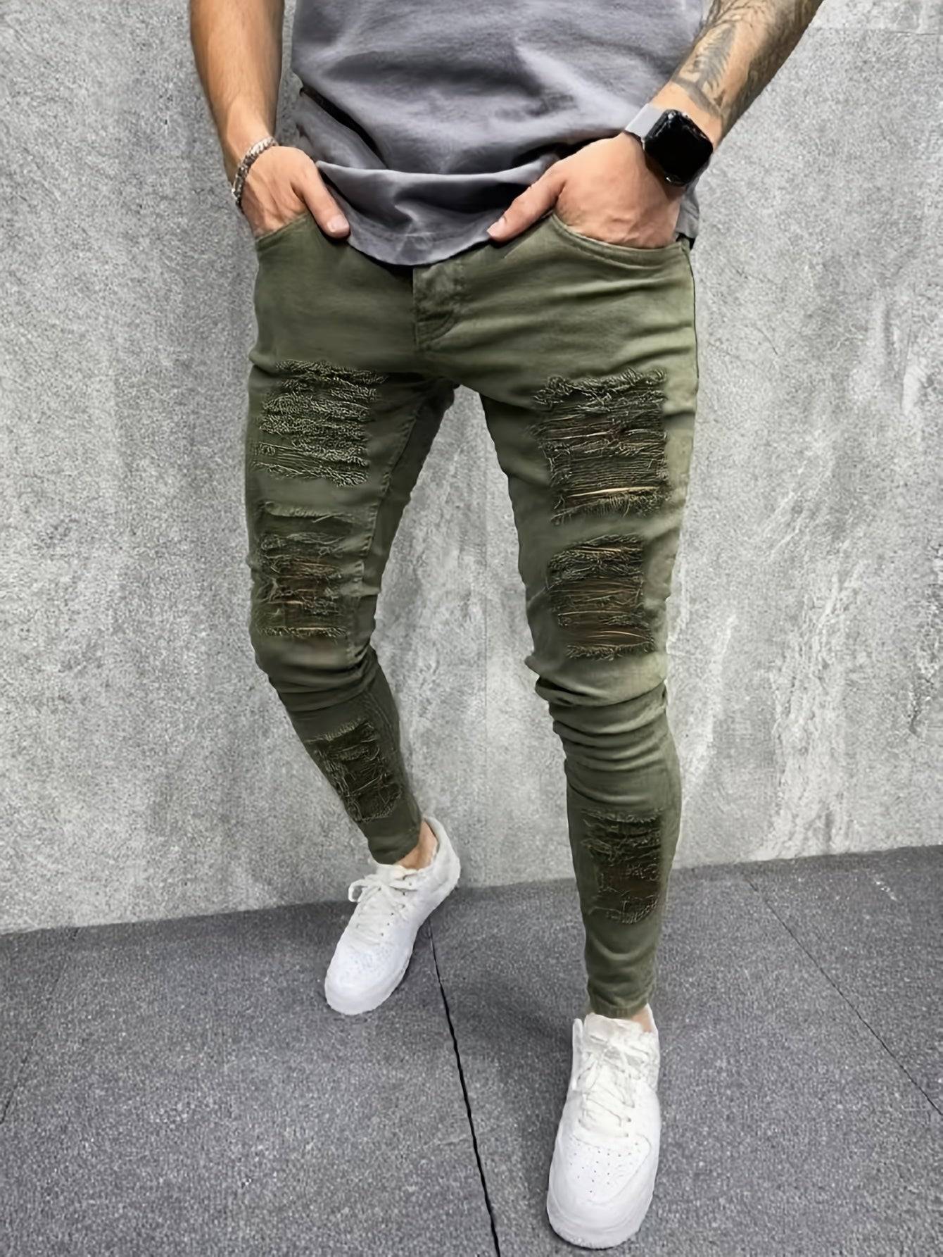 Men’s Hip-Hop Style Jeans Youth Streetwear Denim Pants with Modern Fashion Design Casual Slim Fit Trousers